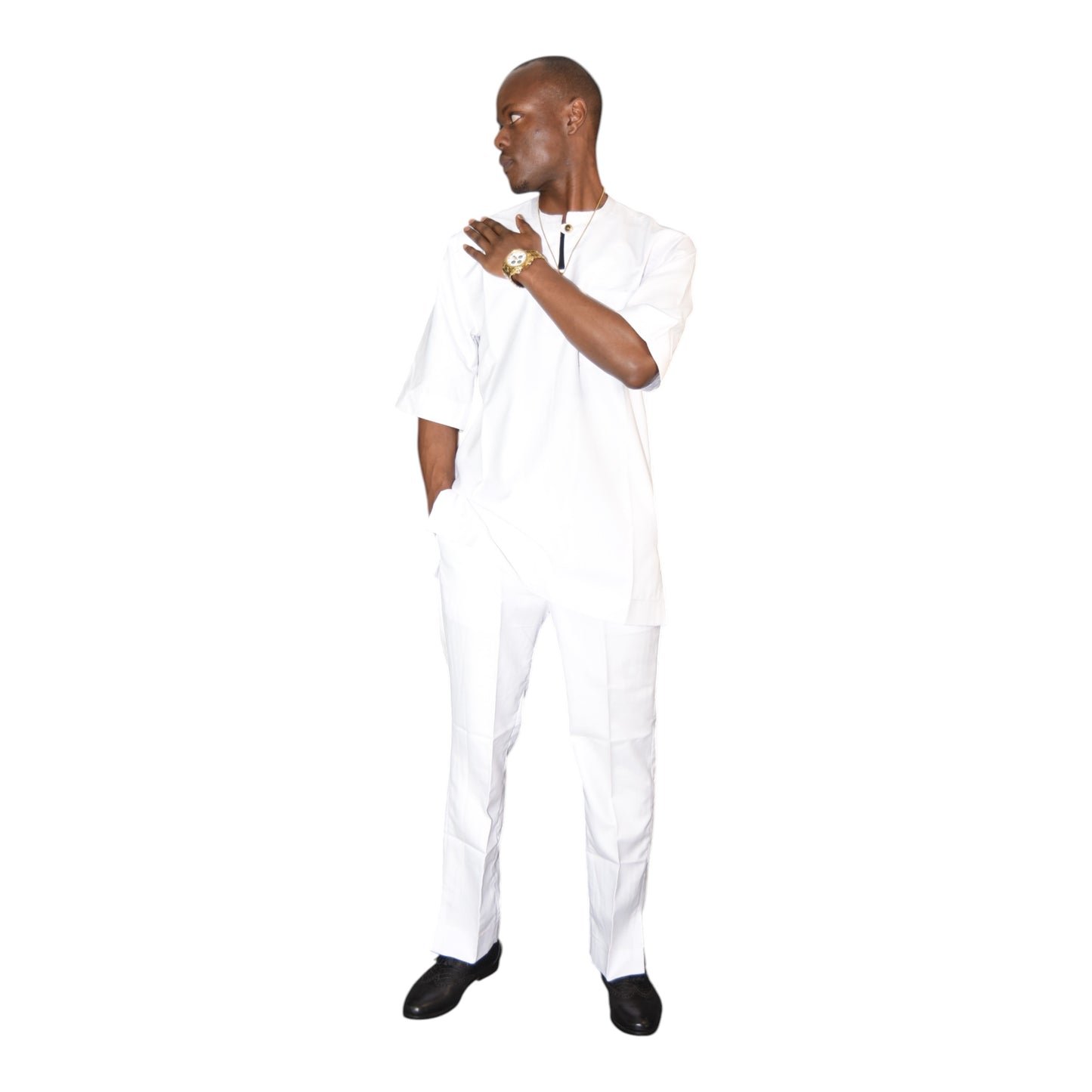 White 2XL senator wear – sustainable African menswear by Afritude